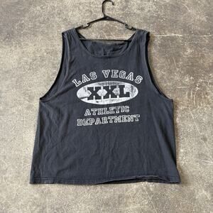 Vintage Las Vegas Athletic Department Tank Top Shirt Mens L Black Gym Training